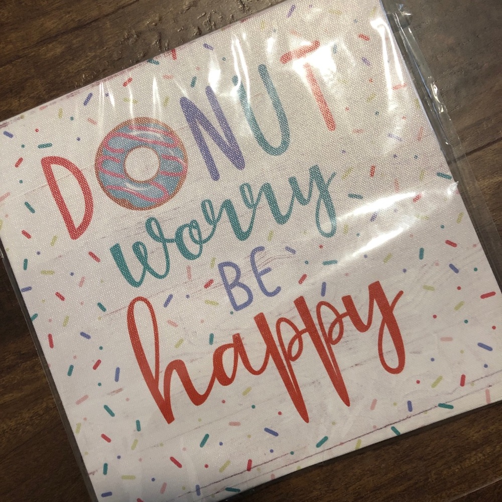 Donut Worry Be Happy Canvas Wall Hanging